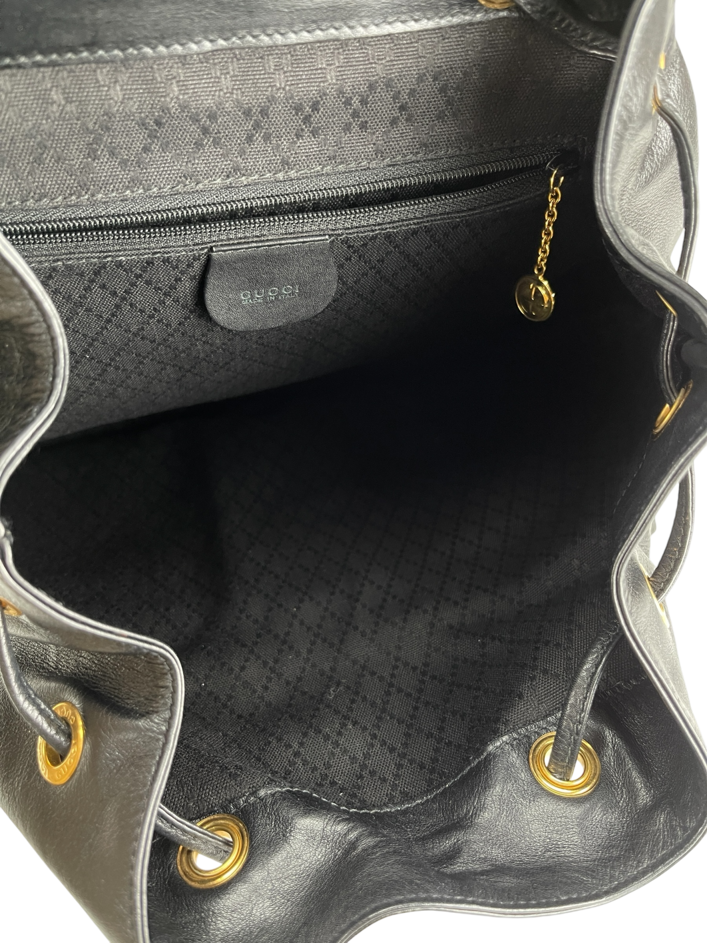 GUCCI - Vintage Black Leather Bamboo Backpack