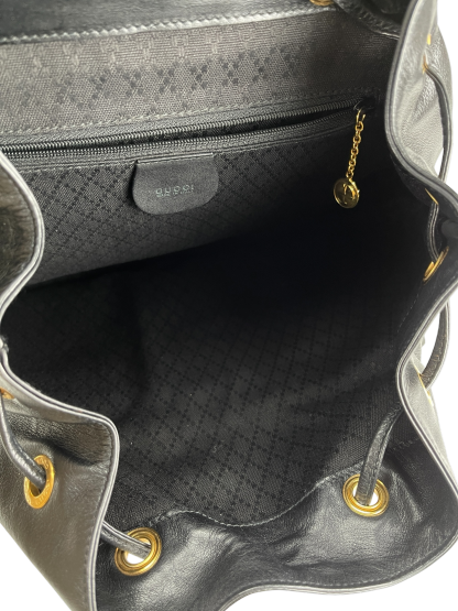 GUCCI - Vintage Black Leather Bamboo Backpack