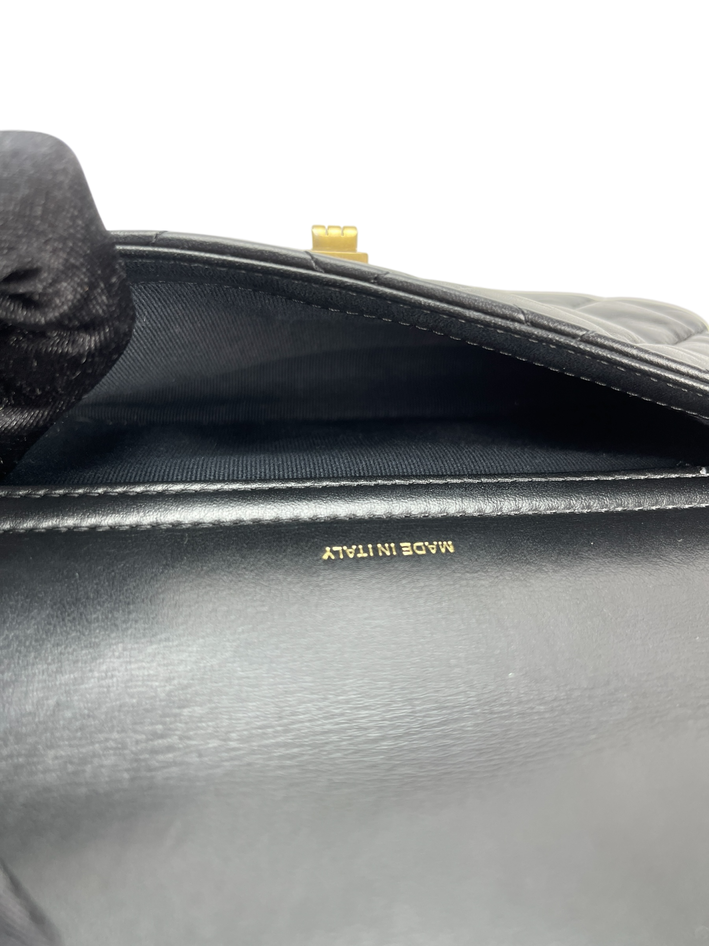 CHANEL - Black Calfskin 2.55Matelasse Chain Wallet Shoulder Bag Gold Hardware