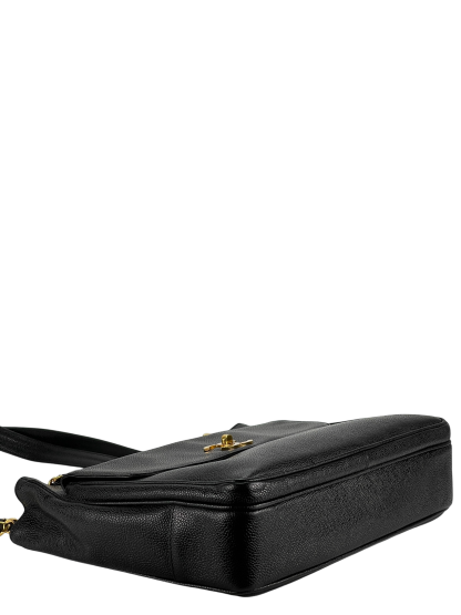 CHANEL - Black Caviar Double Chain Shoulder Tote Bag Gold Hardware