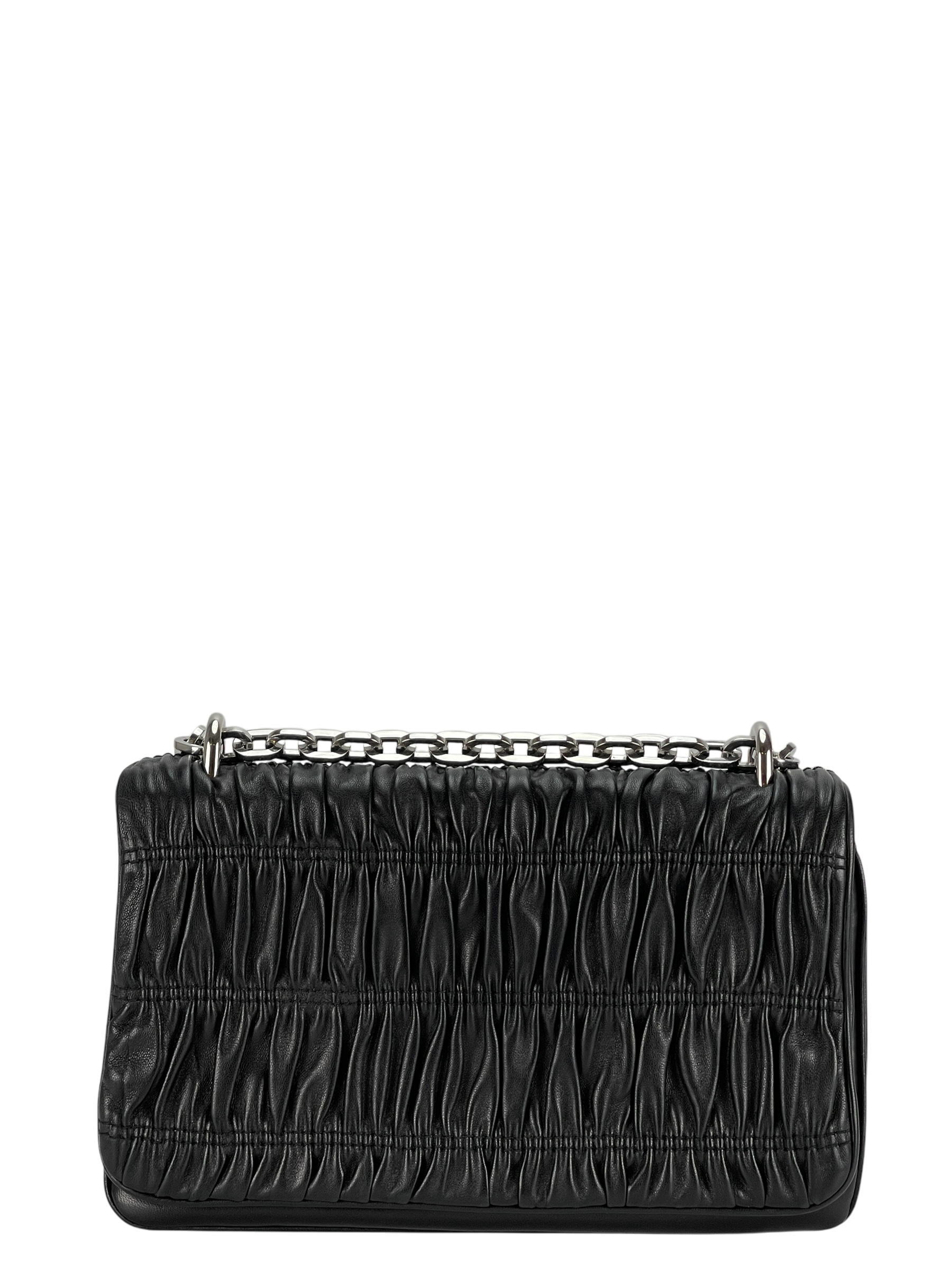 PRADA -  Black  Nappa Calfskin Waffle Chain Shoulder Bag