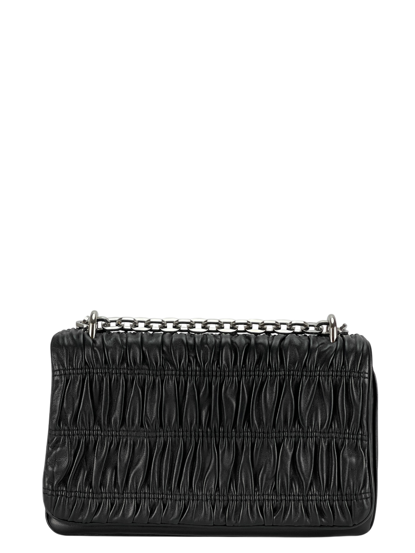 PRADA - Black Nappa Calfskin Waffle Chain Shoulder Bag