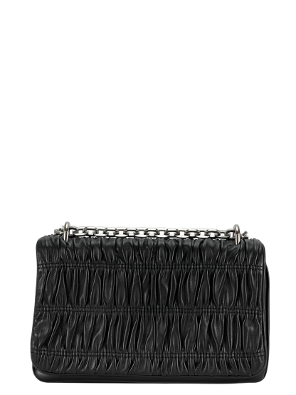PRADA -  Black  Nappa Calfskin Waffle Chain Shoulder Bag
