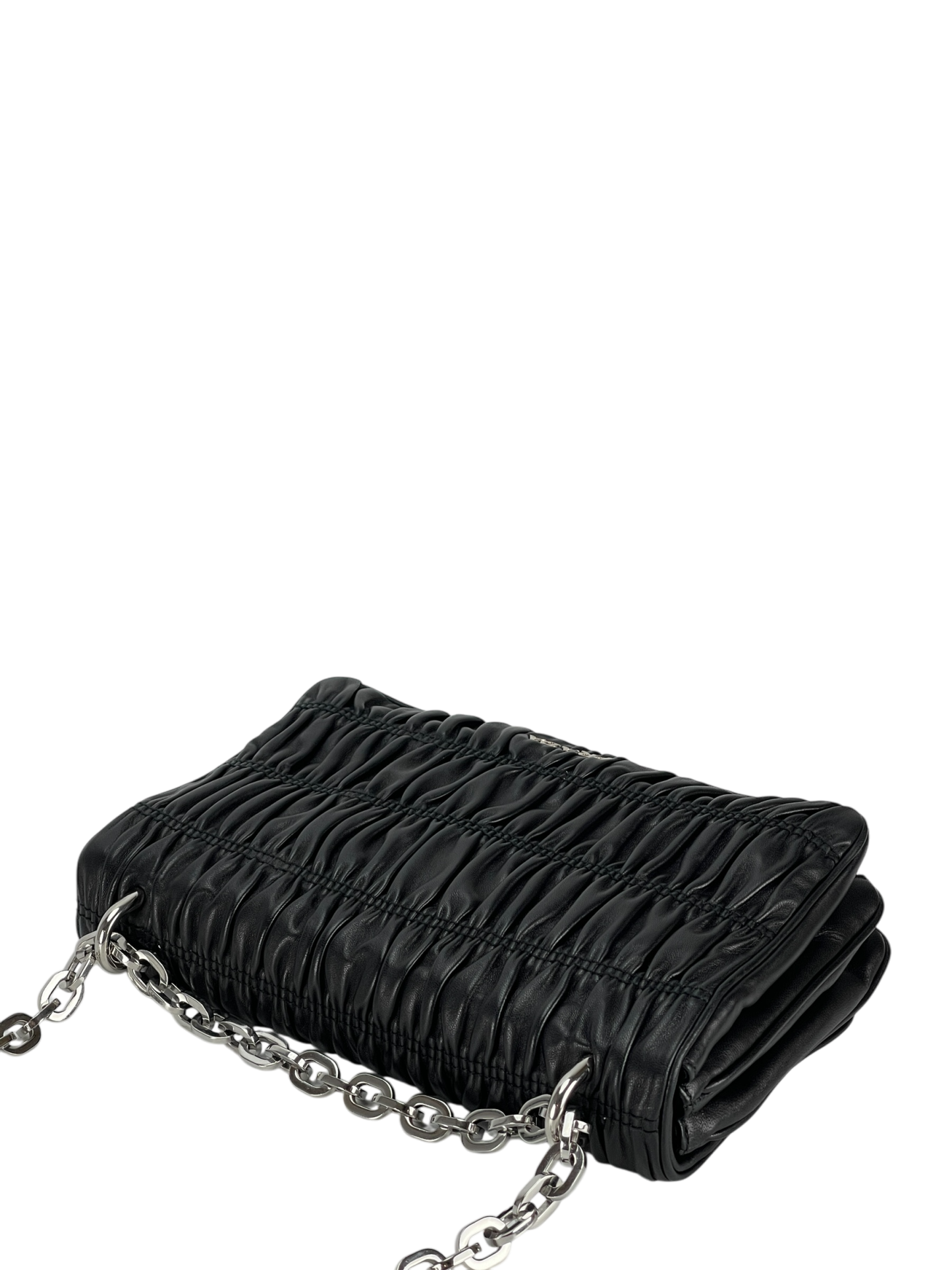 PRADA - Black Nappa Calfskin Waffle Chain Shoulder Bag
