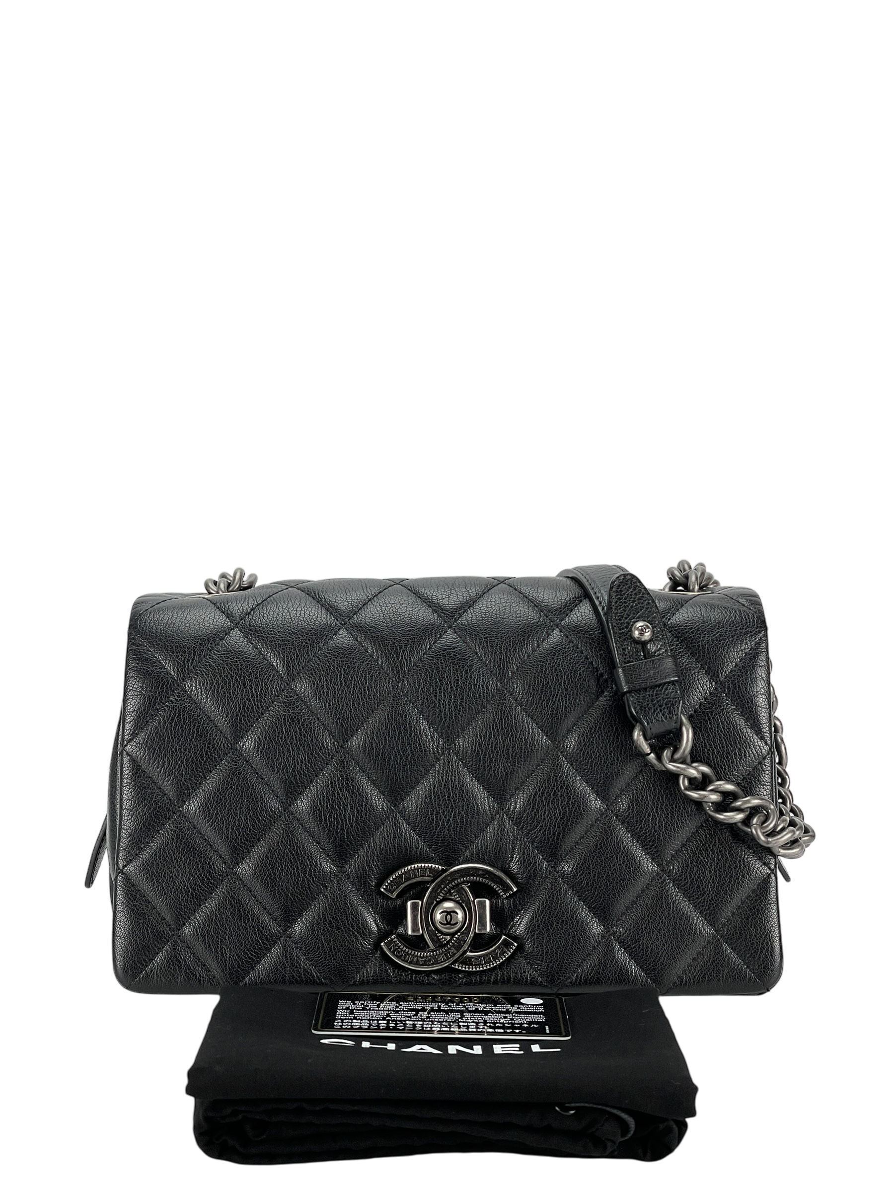CHANEL - Black City Rock Flap Shoulder Bag 