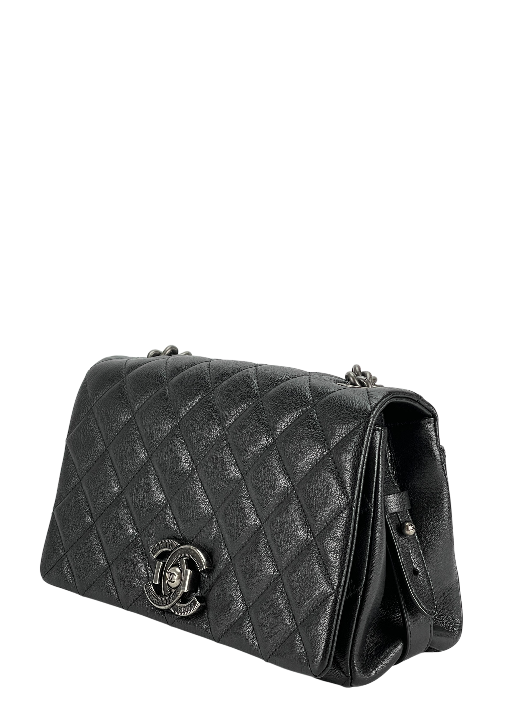 CHANEL - Black City Rock Flap Shoulder Bag 