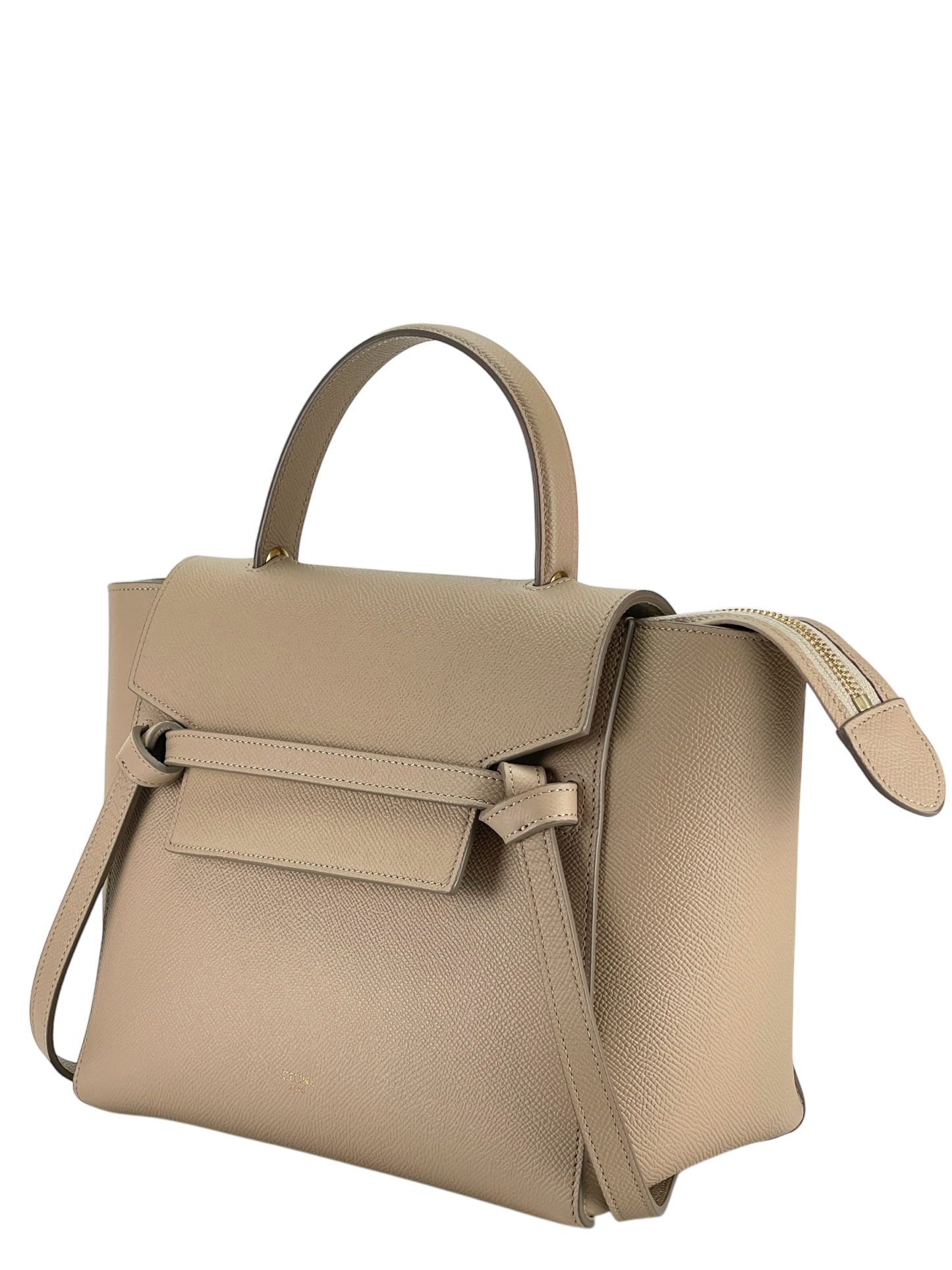 CELINE - Light taupe Mirco Leather 2way Handbag