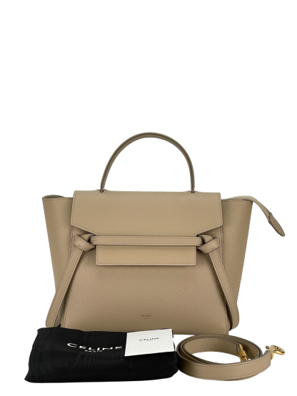 CELINE - Light taupe Mirco Leather 2way Handbag