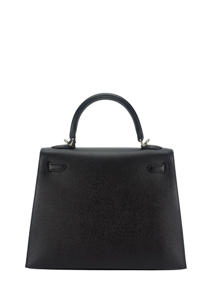HERMES - Kelly 25 Noir Epsom Palladium Hardware