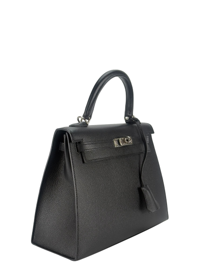 HERMES - Kelly 25 Noir Epsom Palladium Hardware