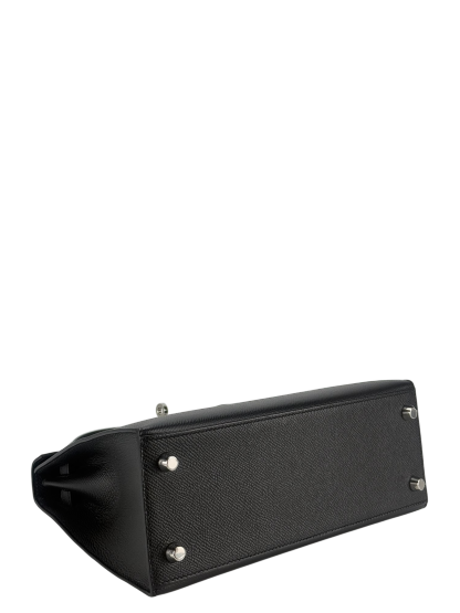 HERMES - Kelly 25 Noir Epsom Palladium Hardware