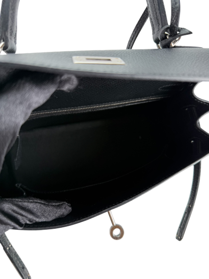 HERMES - Kelly 25 Noir Epsom Palladium Hardware