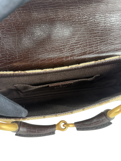 GUCCI -  Beige Brown 2WAY Horsebit Chain GG Canvas Handbag Clutch Bag