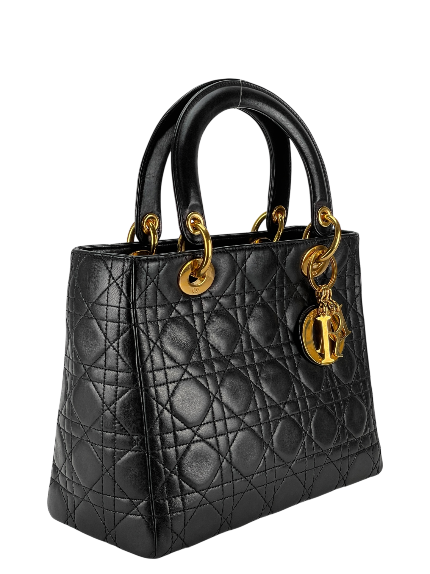 CHRISTIAN DIOR - Leather Black 2way Lady Dior Bag