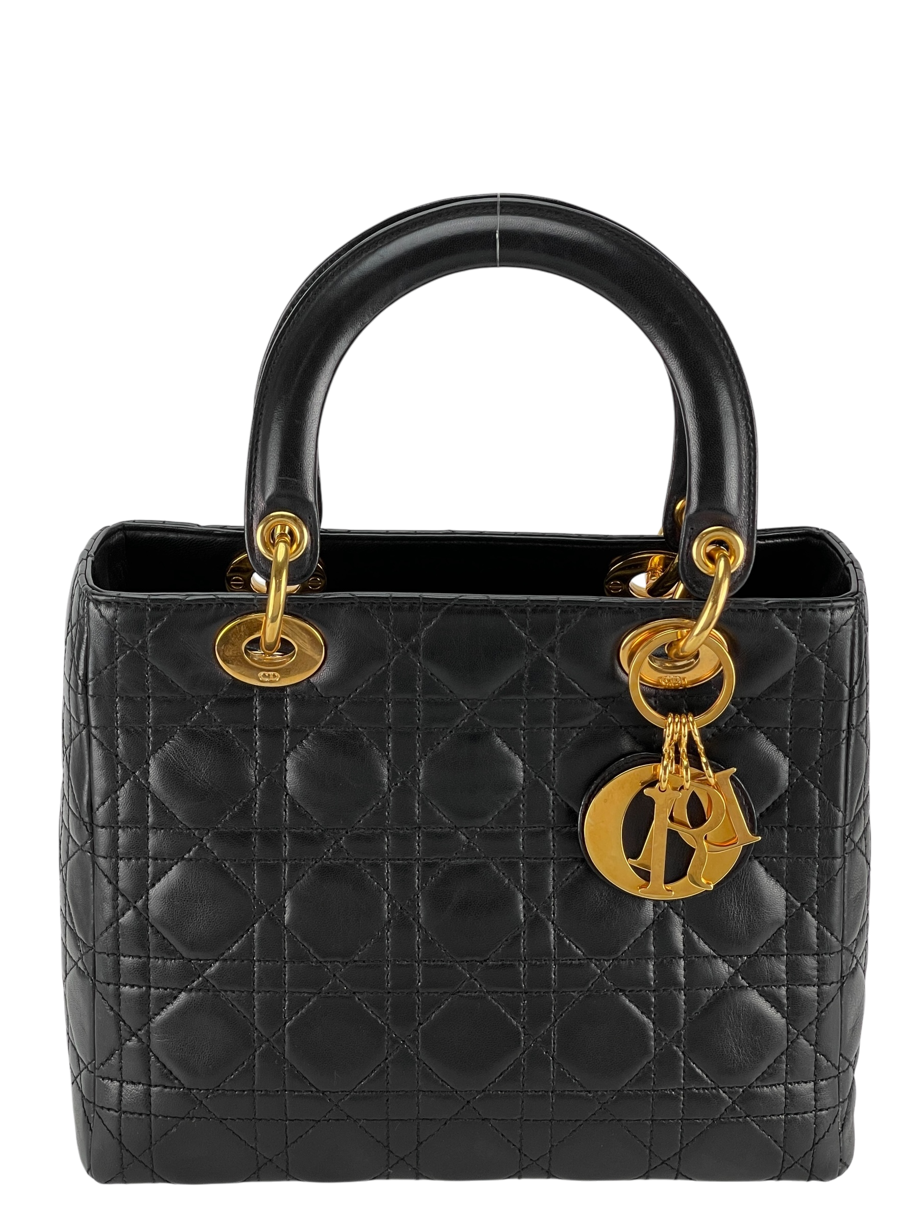 CHRISTIAN DIOR - Leather Black 2way Lady Dior Bag