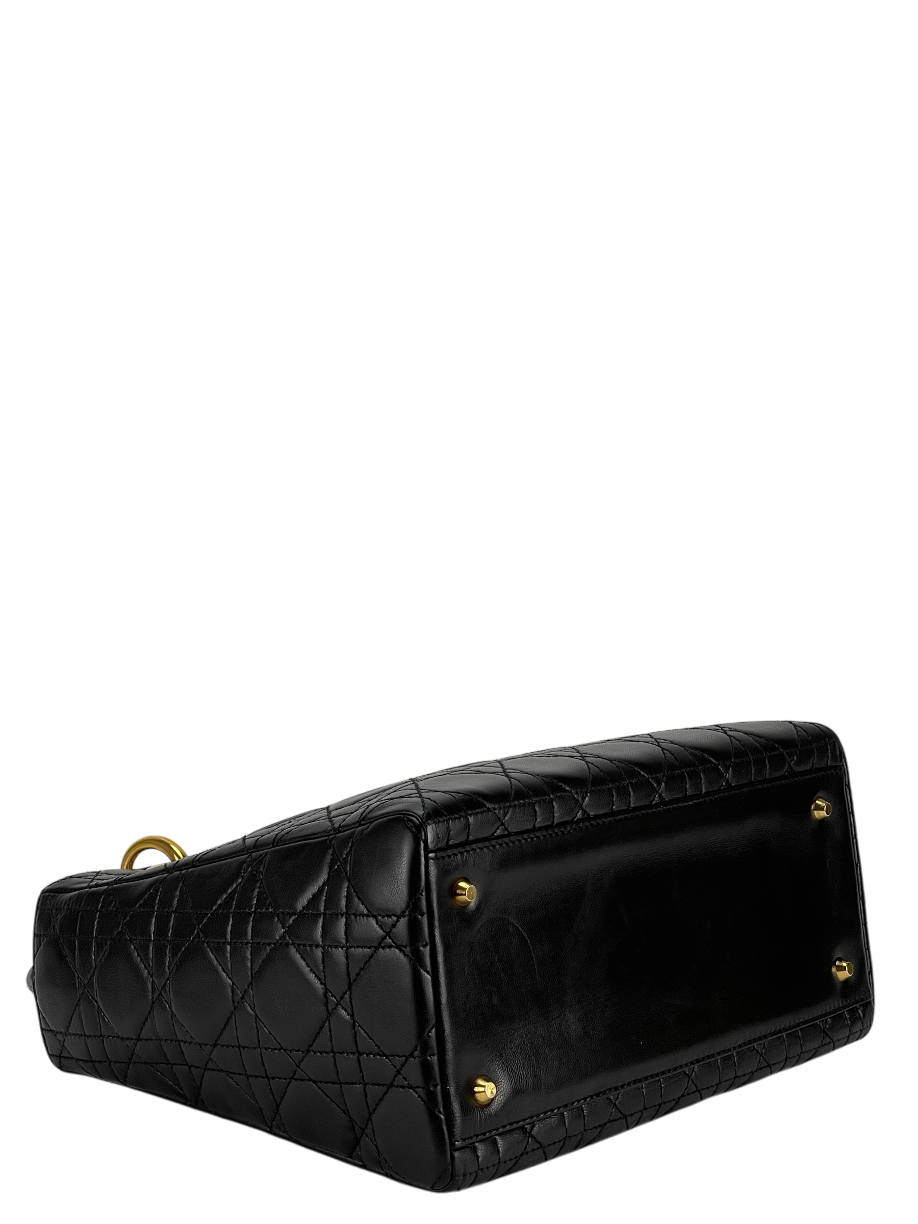 CHRISTIAN DIOR - Leather Black 2way Lady Dior Bag