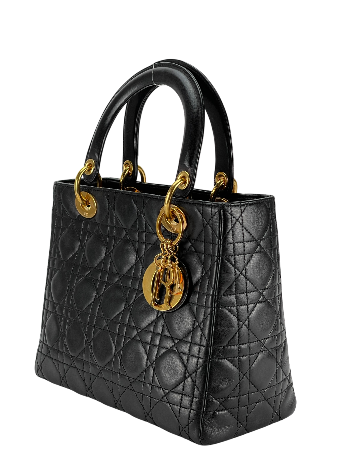 CHRISTIAN DIOR - Leather Black 2way Lady Dior Bag