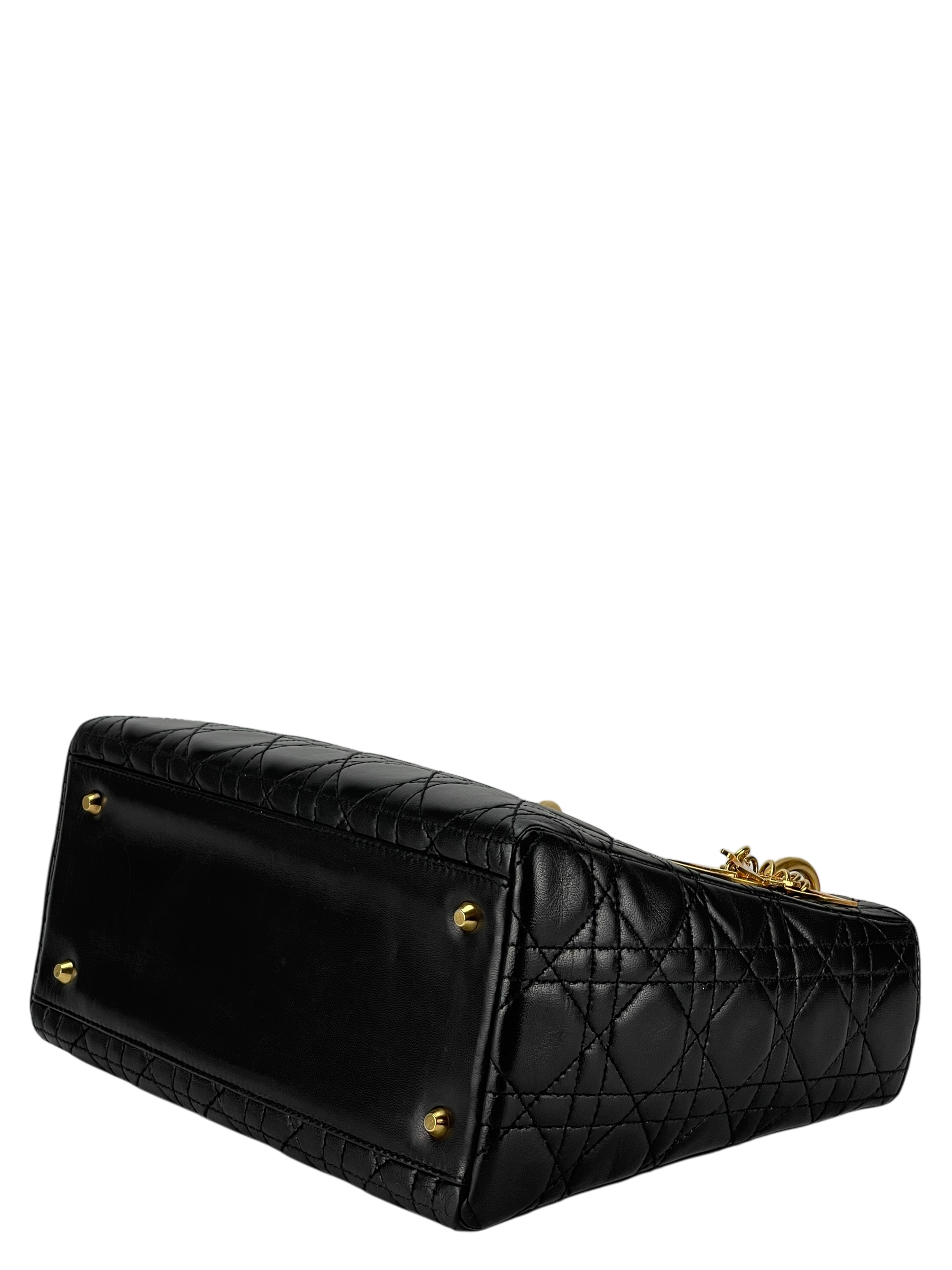 CHRISTIAN DIOR - Leather Black 2way Lady Dior Bag