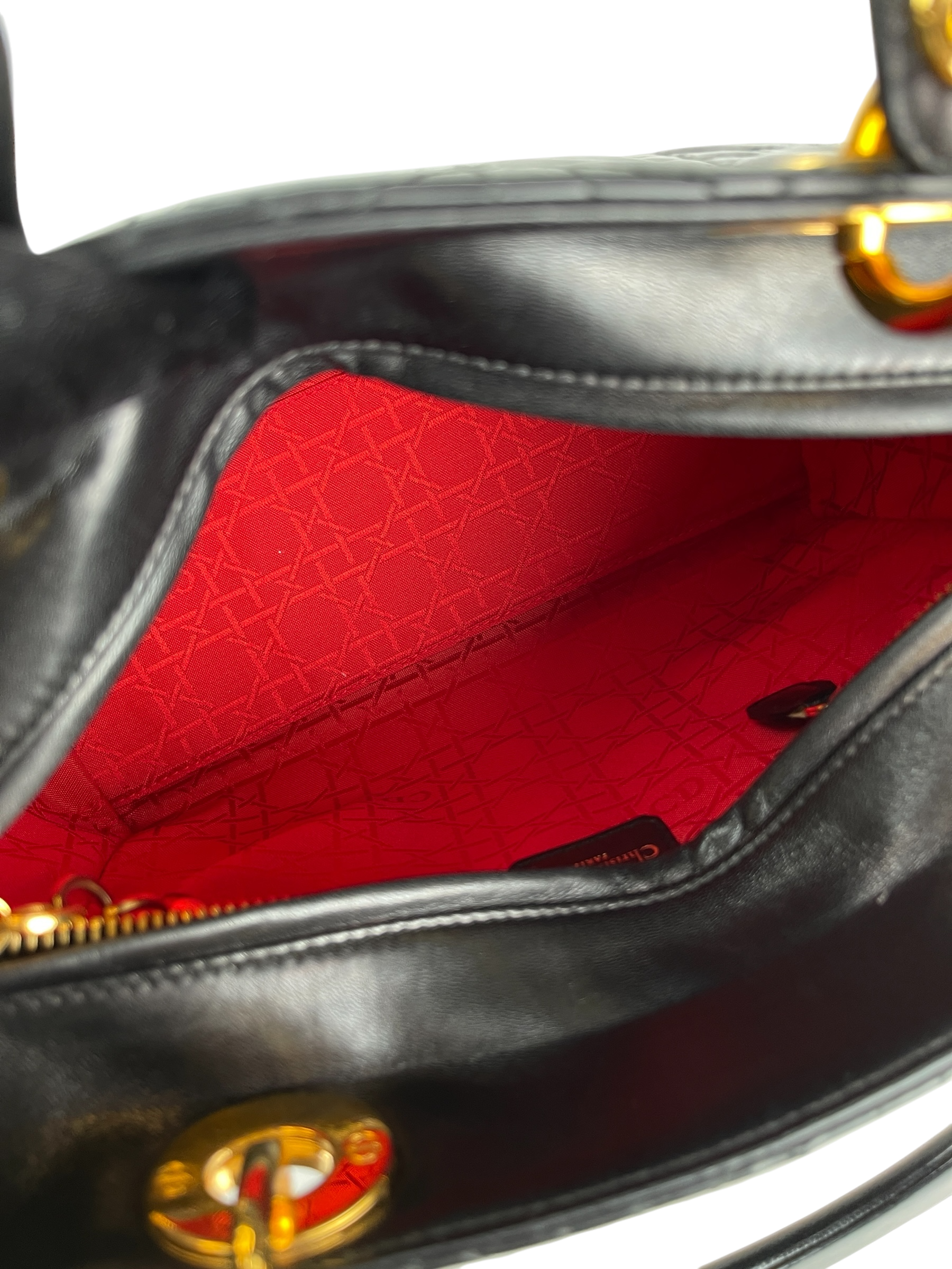 CHRISTIAN DIOR - Leather Black 2way Lady Dior Bag