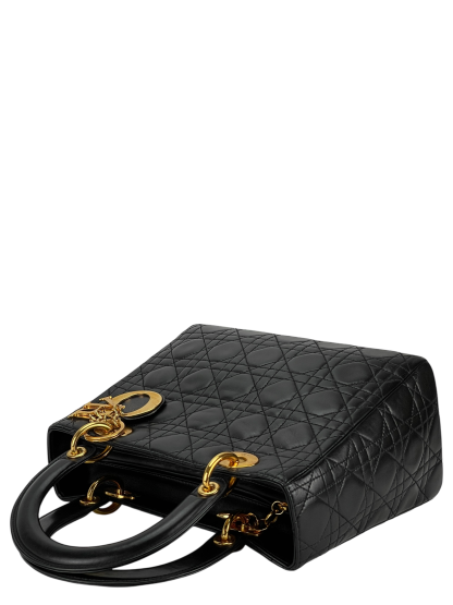 CHRISTIAN DIOR -  Leather Black 2way Lady Dior Bag