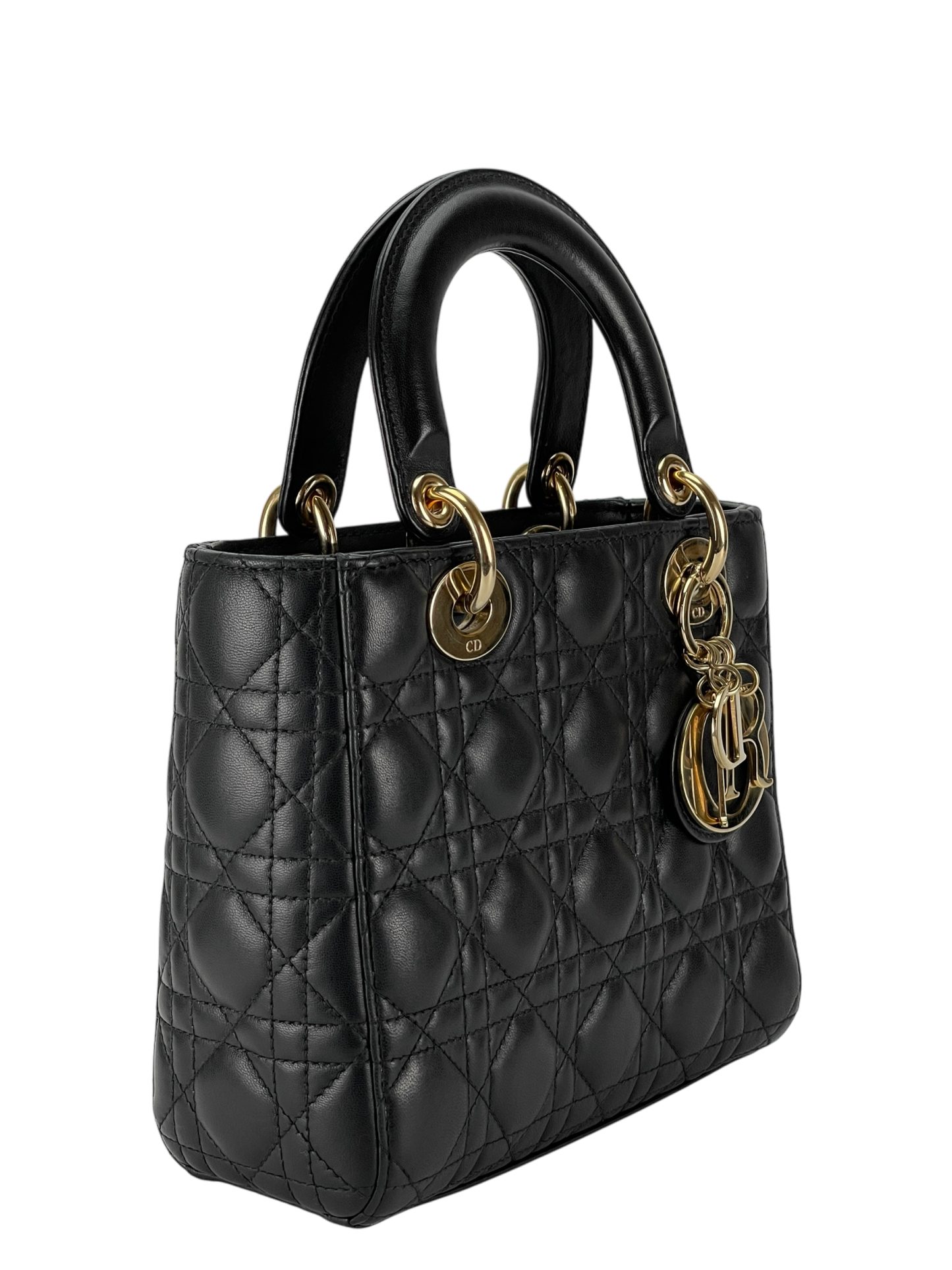 CHRISTIAN DIOR -  Leather Black 2way Lady Dior Bag