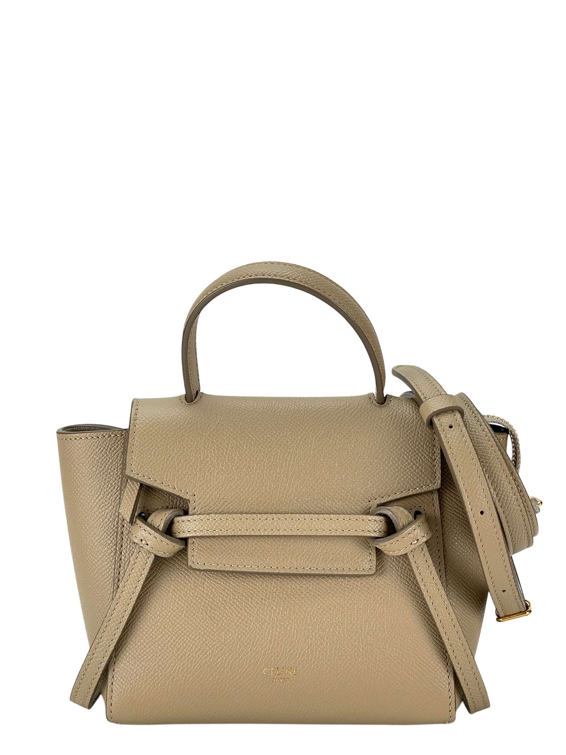 CELINE - MiniLight taupe Mirco Leather 2way Handbag