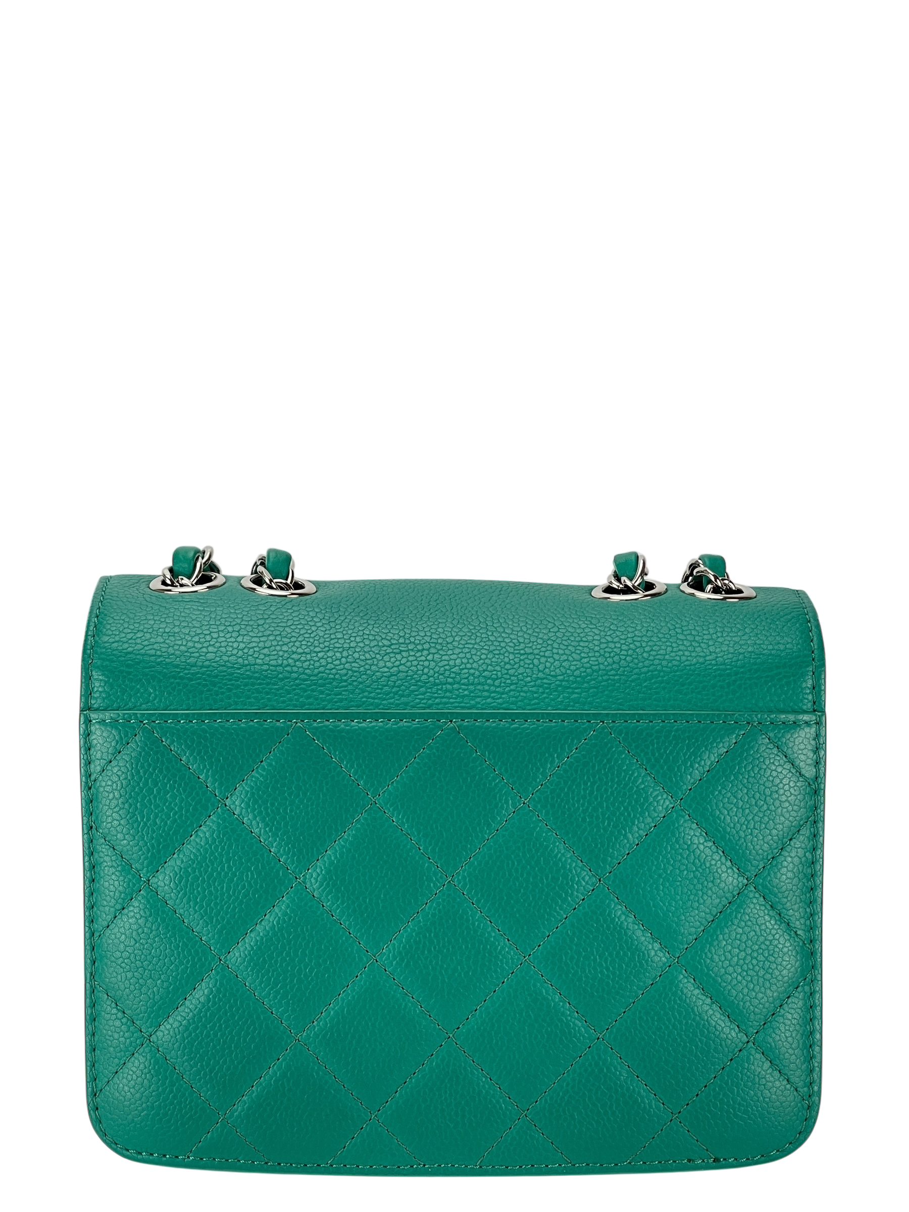 CHANEL - Vivid Green Calfskin Mini CC Box Flap Grained Bag