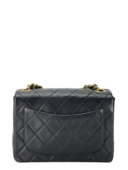 CHANEL - Mini Square Shoulder Bag Black Lambskin Gold Hardware