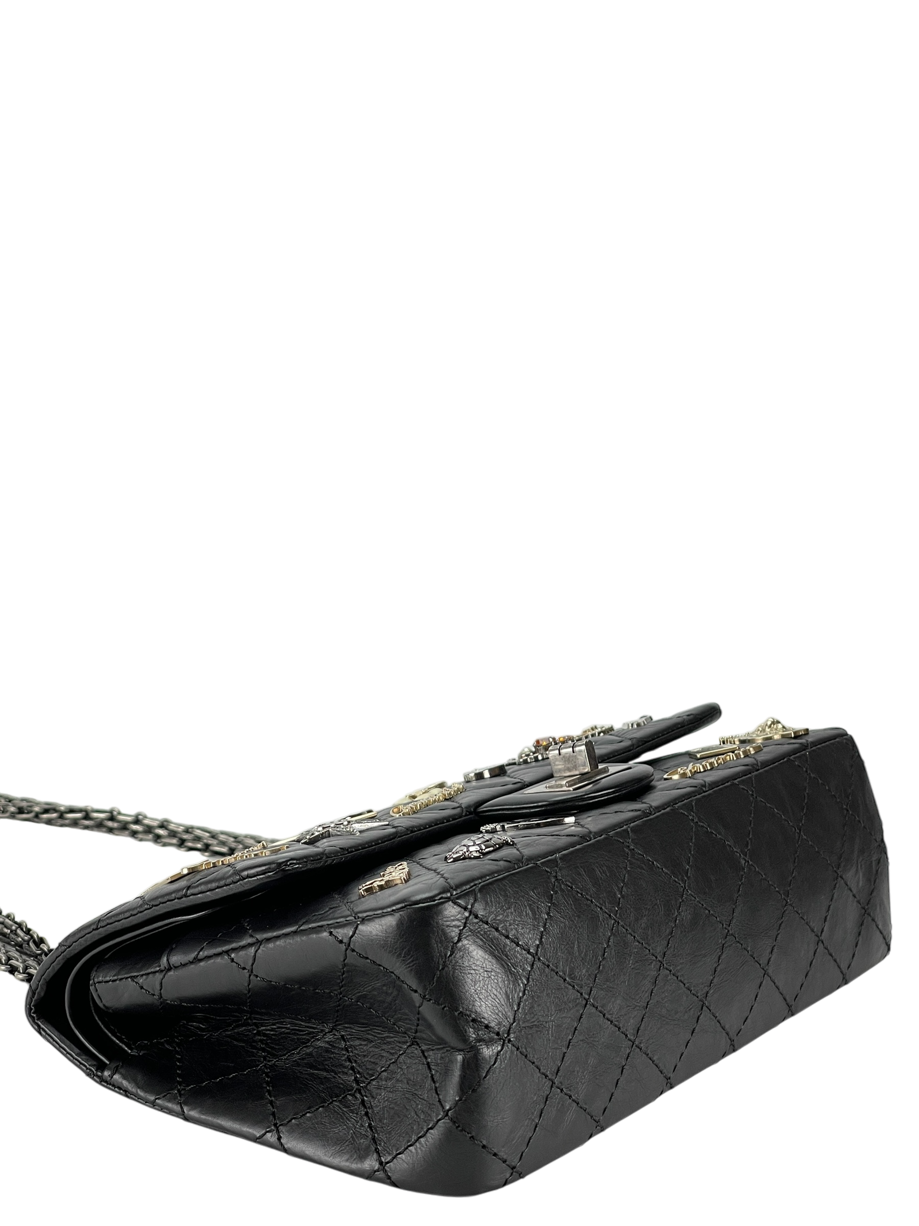 CHANEL - Black Leather 2.55 Reissue Lucky Charms Double Flap Bag