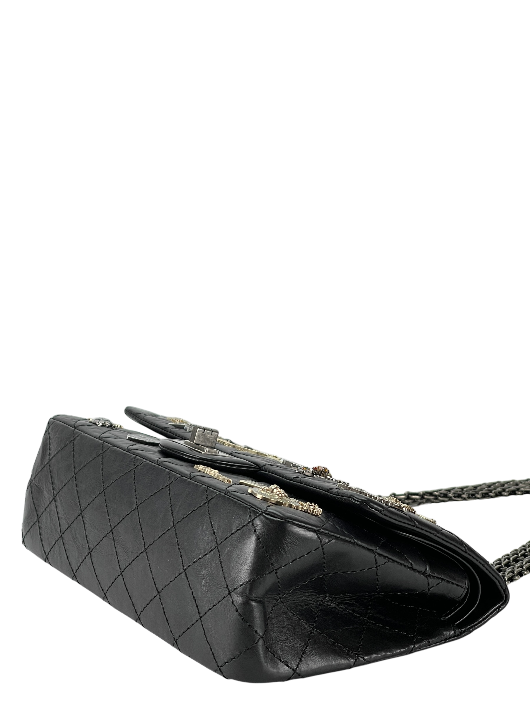 CHANEL - Black Leather 2.55 Reissue Lucky Charms Double Flap Bag