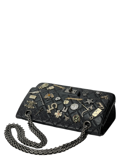 CHANEL - Black Leather 2.55 Reissue Lucky Charms Double Flap Bag