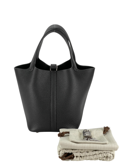 HERMES - Picotin PM Picotin 18 Black Clemence Palladium Hardware