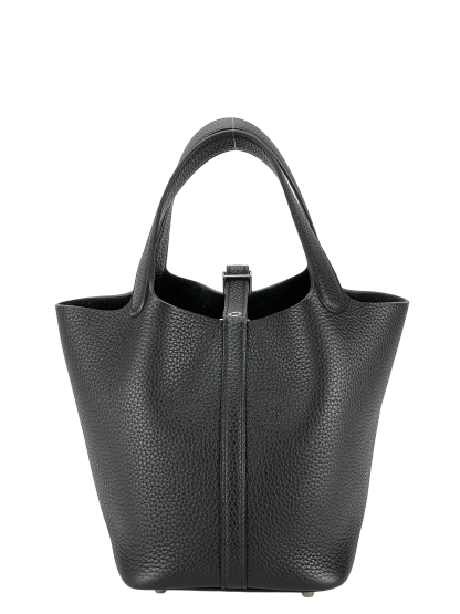 HERMES - Picotin PM Picotin 18 Black Clemence Palladium Hardware