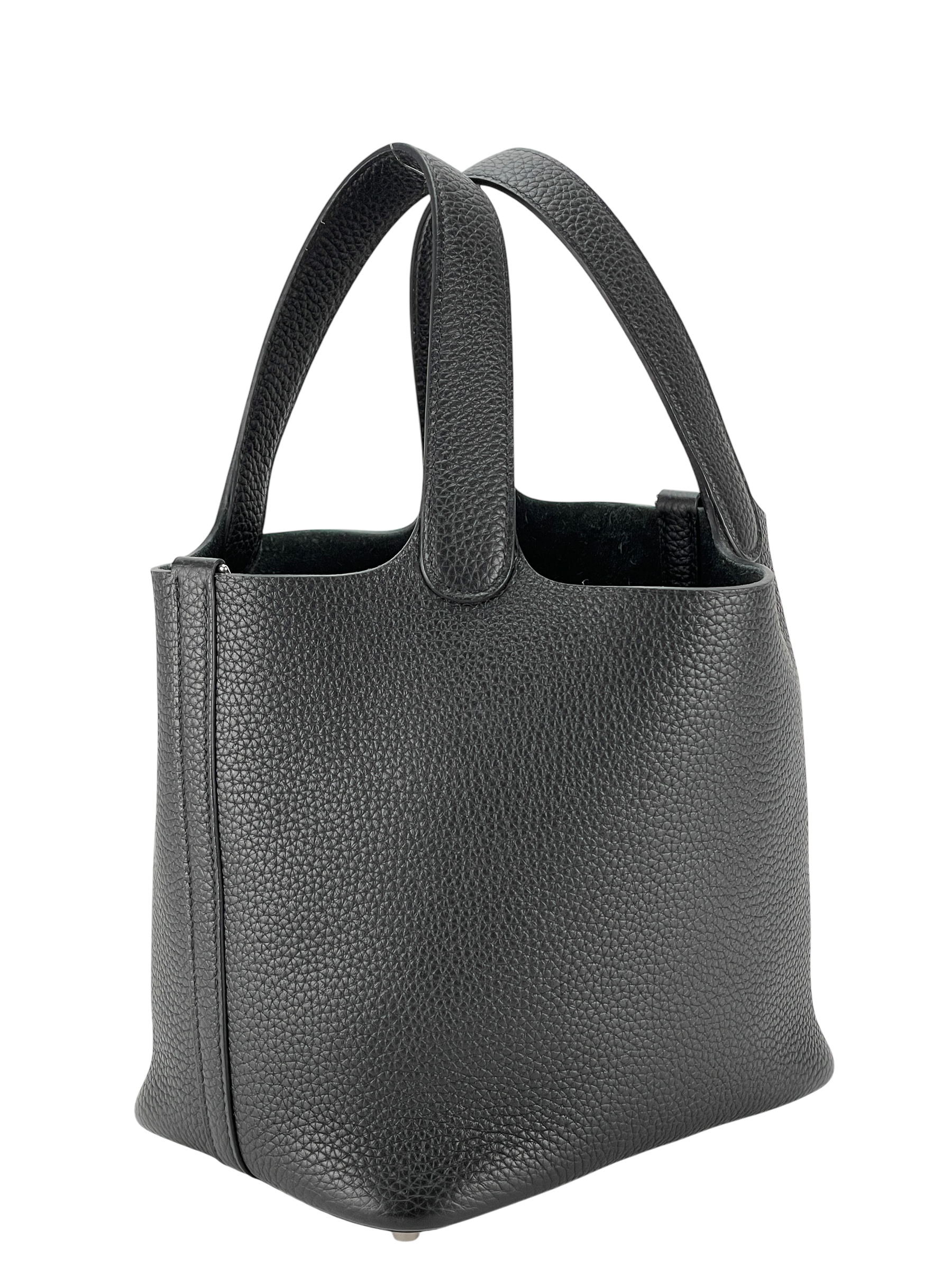 HERMES - Picotin PM Picotin 18 Black Clemence Palladium Hardware