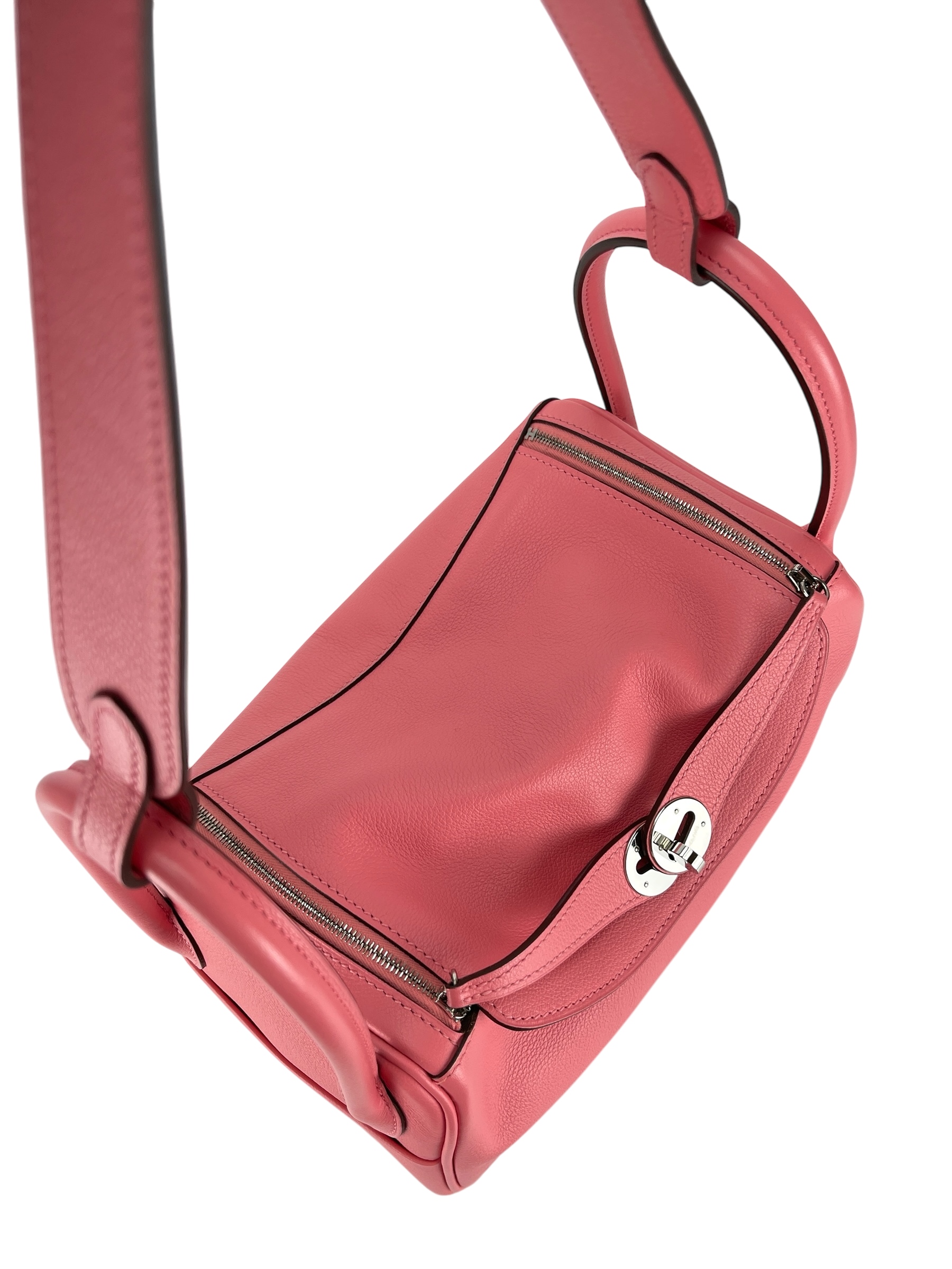 HERMES - Lindy 26 K4 Rose Dete Evercolor Palladium Hardware