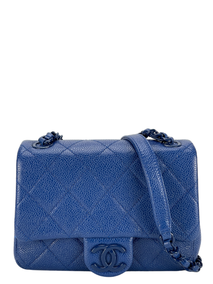 CHANEL - Blue Quilted Caviar Mini Square Incognito Shoulder Bag