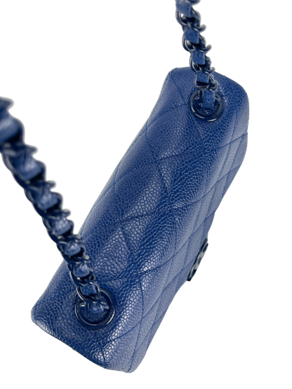 CHANEL - Blue Quilted Caviar Mini Square Incognito Shoulder Bag