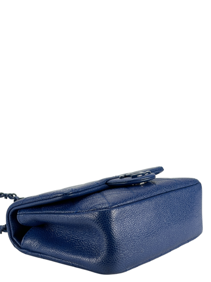 CHANEL - Blue Quilted Caviar Mini Square Incognito Shoulder Bag