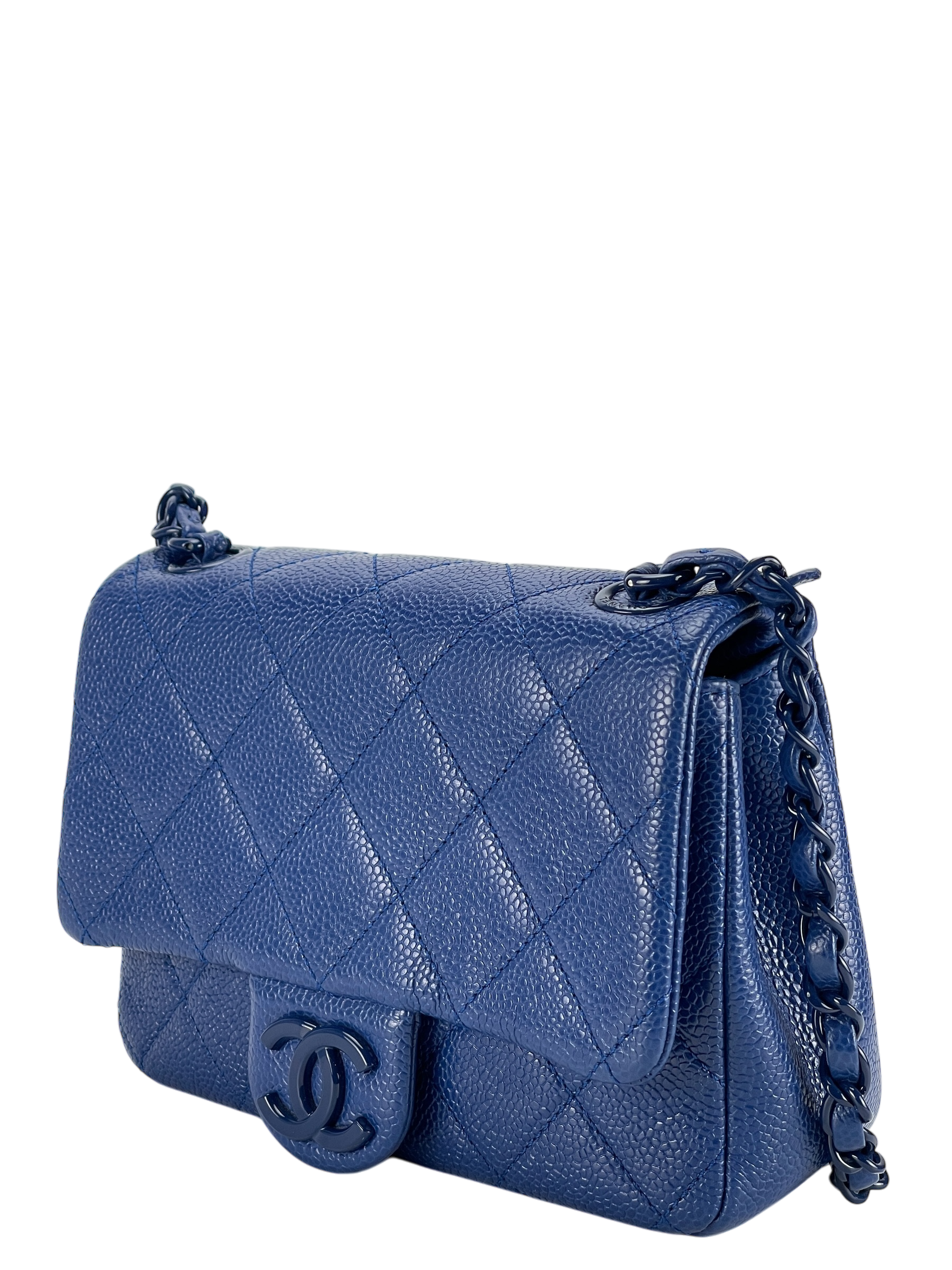 CHANEL - Blue Quilted Caviar Mini Square Incognito Shoulder Bag