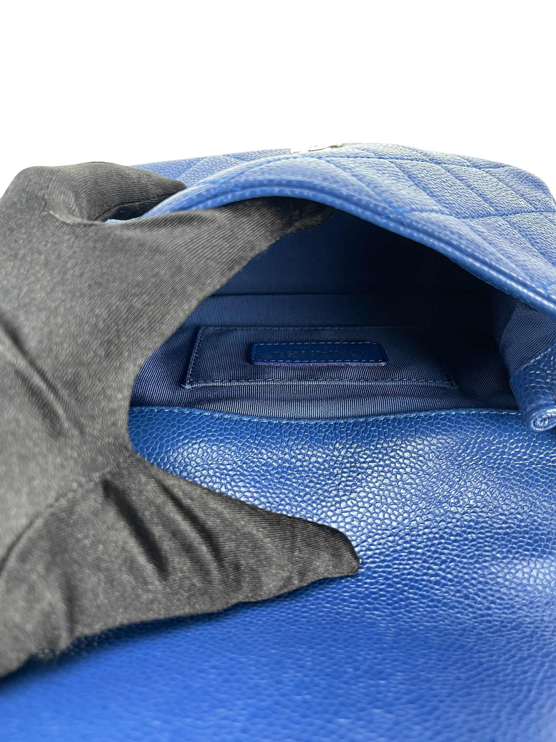 CHANEL - Blue Quilted Caviar Mini Square Incognito Shoulder Bag