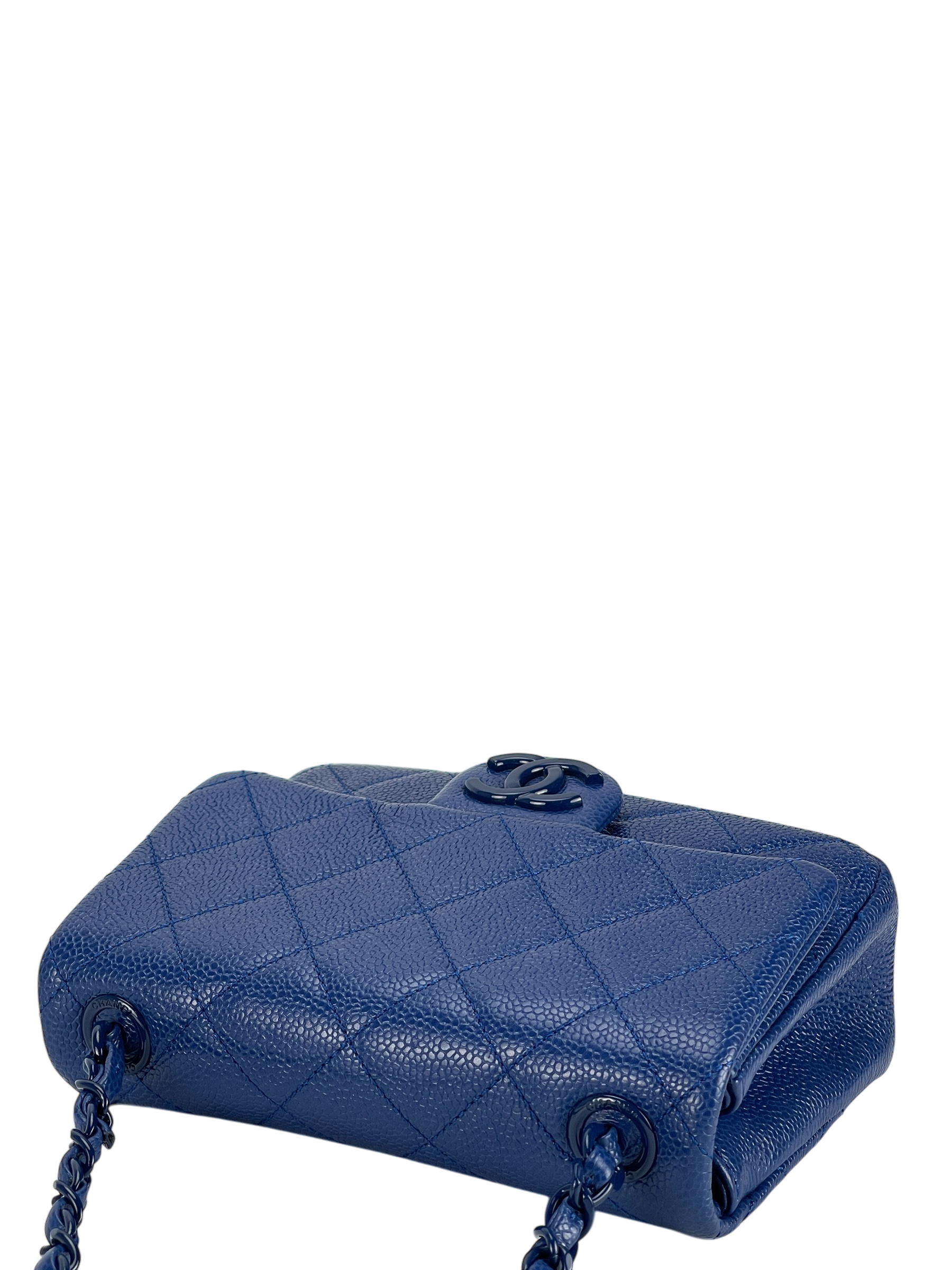 CHANEL - Blue Quilted Caviar Mini Square Incognito Shoulder Bag