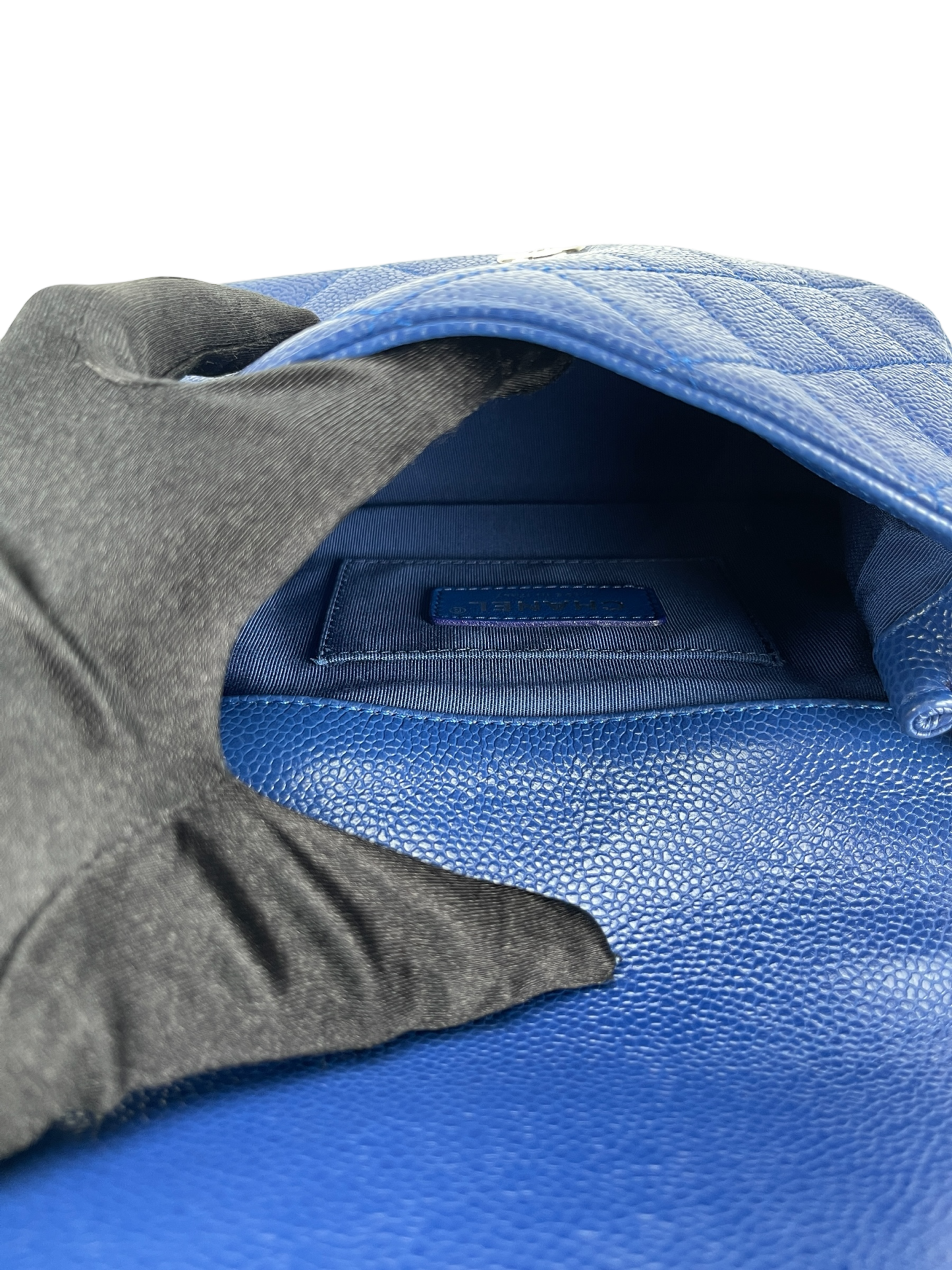 CHANEL - Blue Quilted Caviar Mini Square Incognito Shoulder Bag