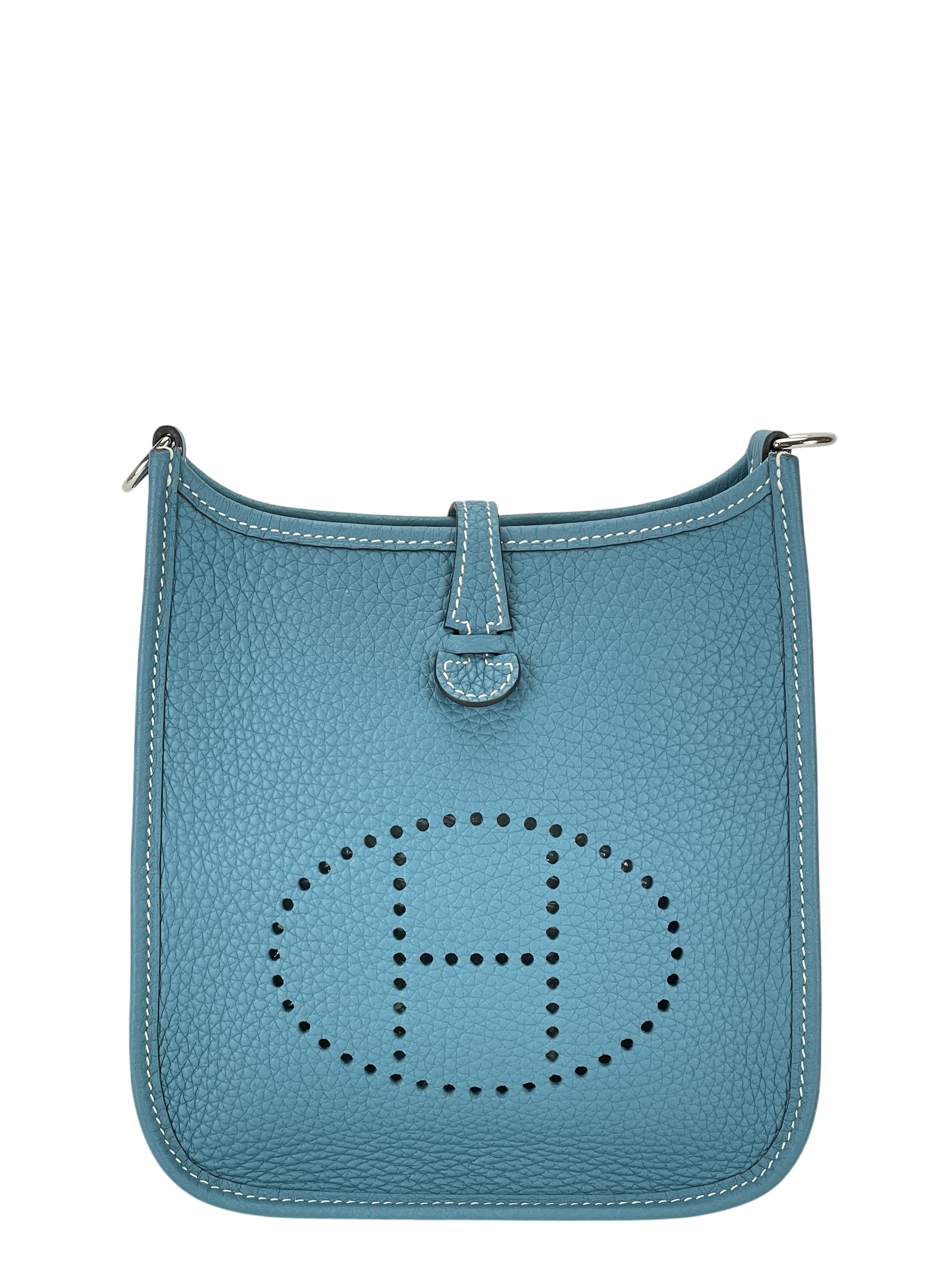 HERMES - Evelyne TPM Evelyne 16 Blue Jean Clemence Palladium Hardware