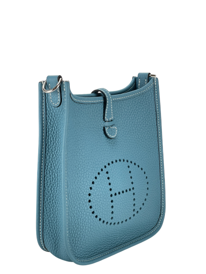 HERMES - Evelyne TPM Evelyne 16 Blue Jean Clemence Palladium Hardware