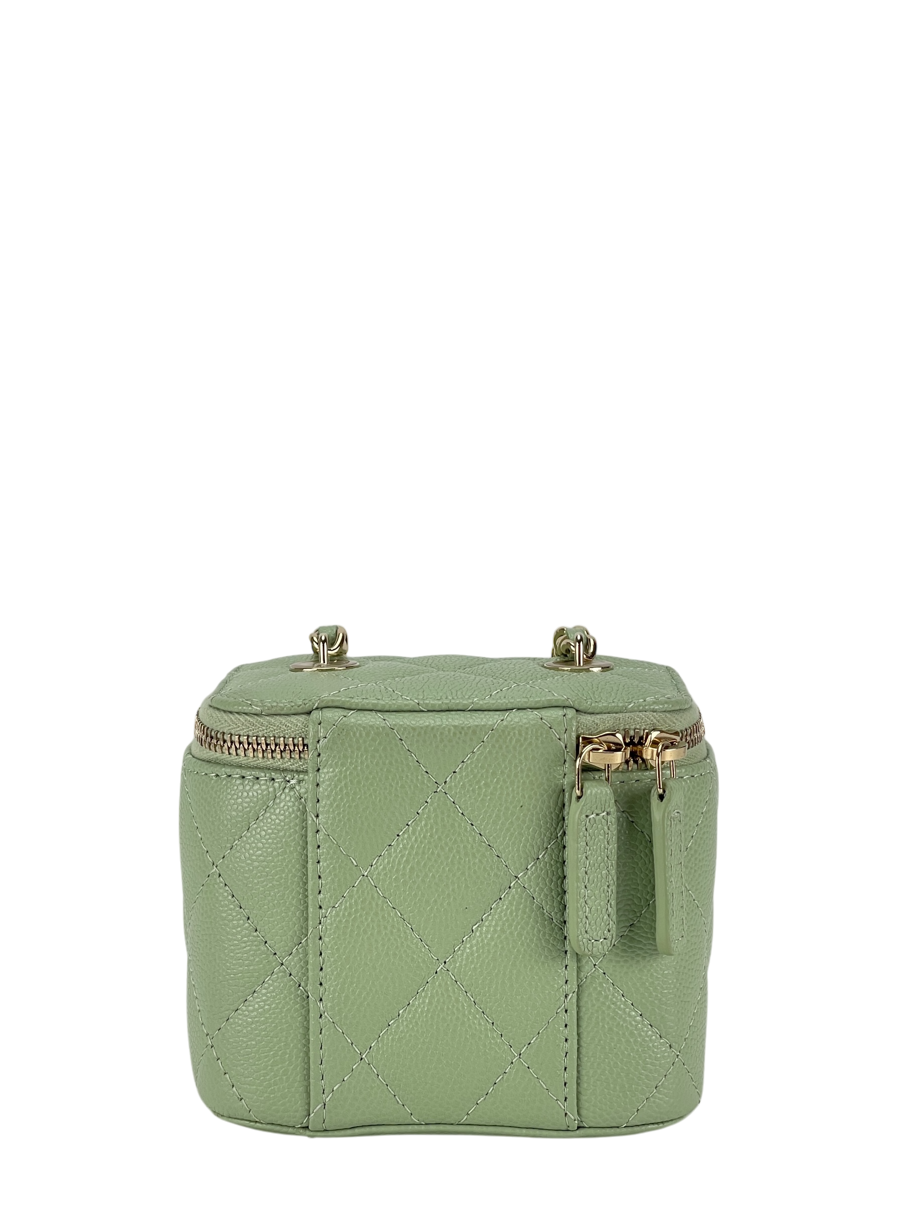 CHANEL - Light Green Small CC Vanity Case Chain Bag