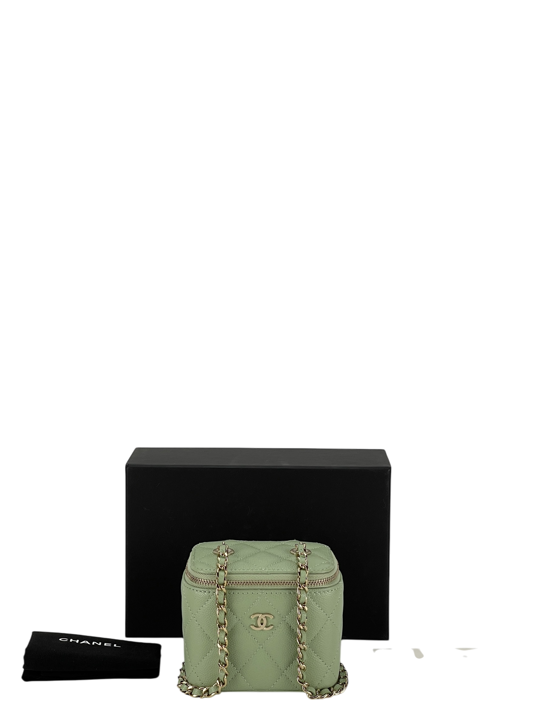 CHANEL - Light Green Small CC Vanity Case Chain Bag