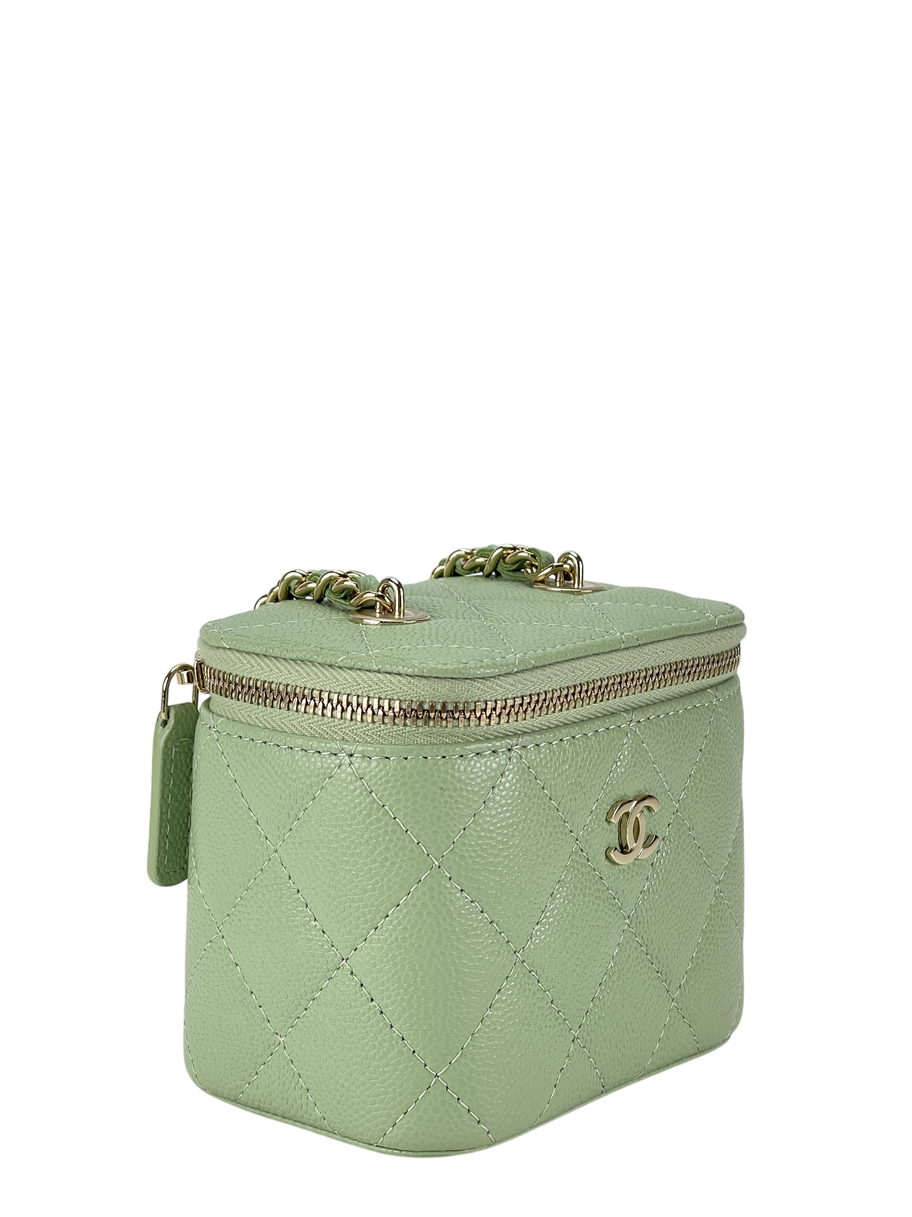 CHANEL - Light Green Small CC Vanity Case Chain Bag