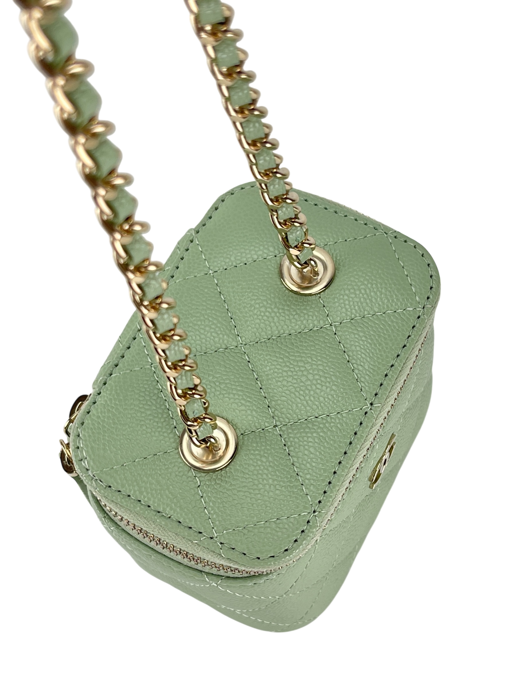 CHANEL - Light Green Small CC Vanity Case Chain Bag