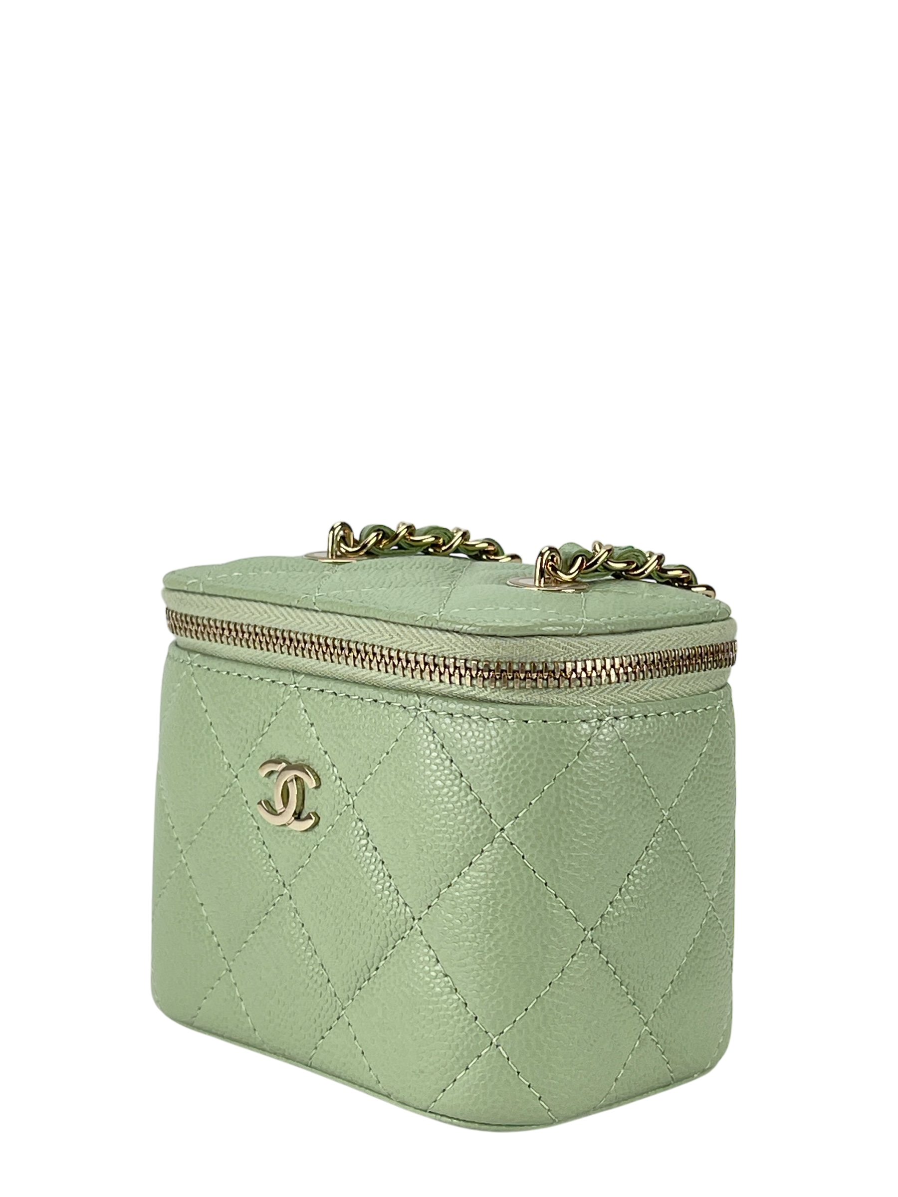 CHANEL - Light Green Small CC Vanity Case Chain Bag