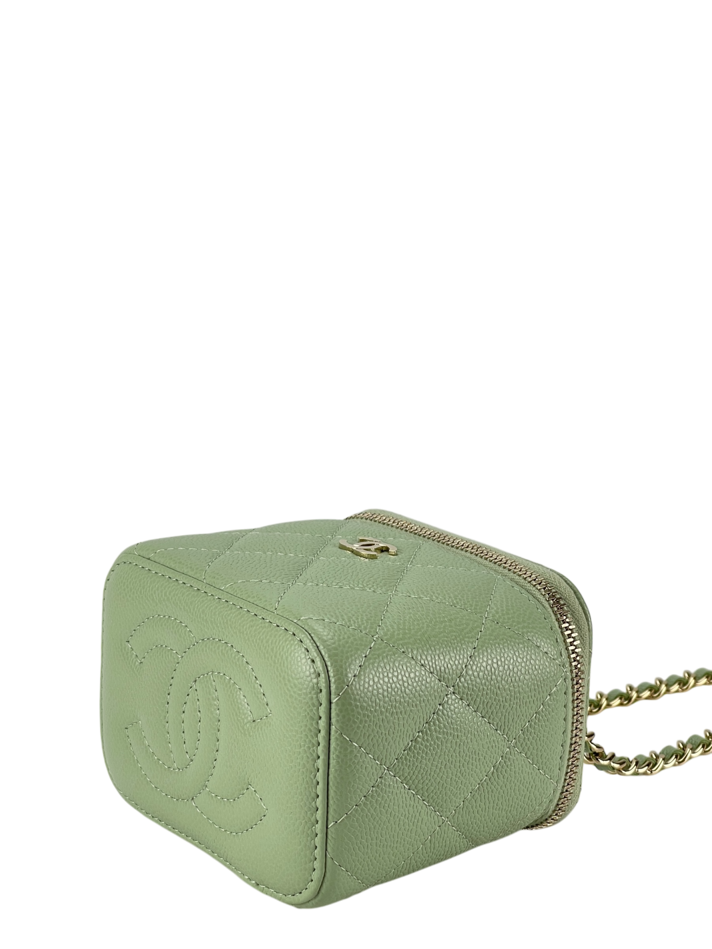 CHANEL - Light Green Small CC Vanity Case Chain Bag